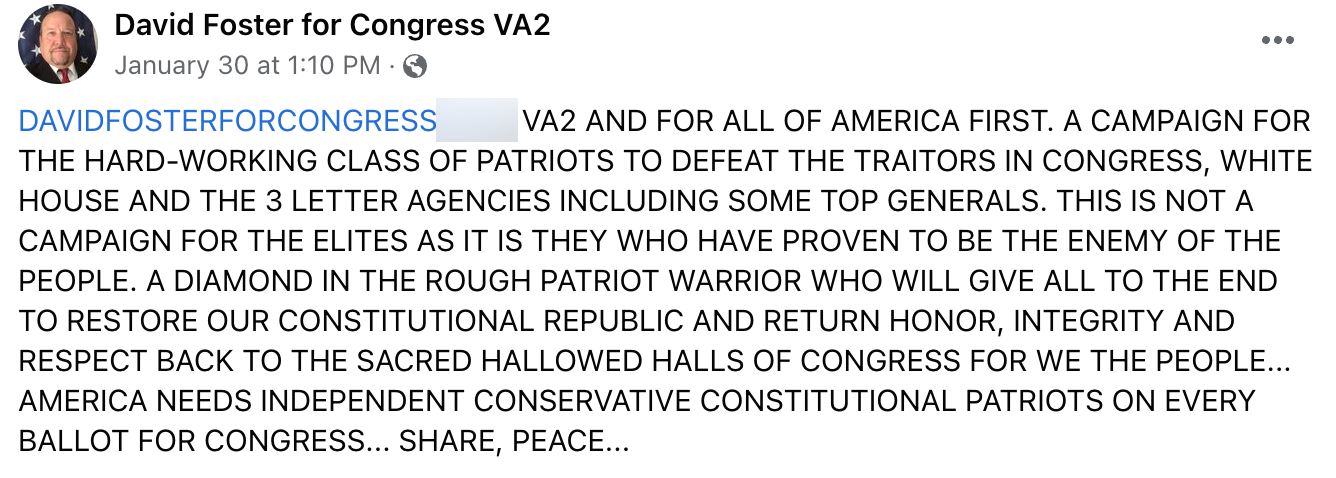 David Foster 2022 campaign