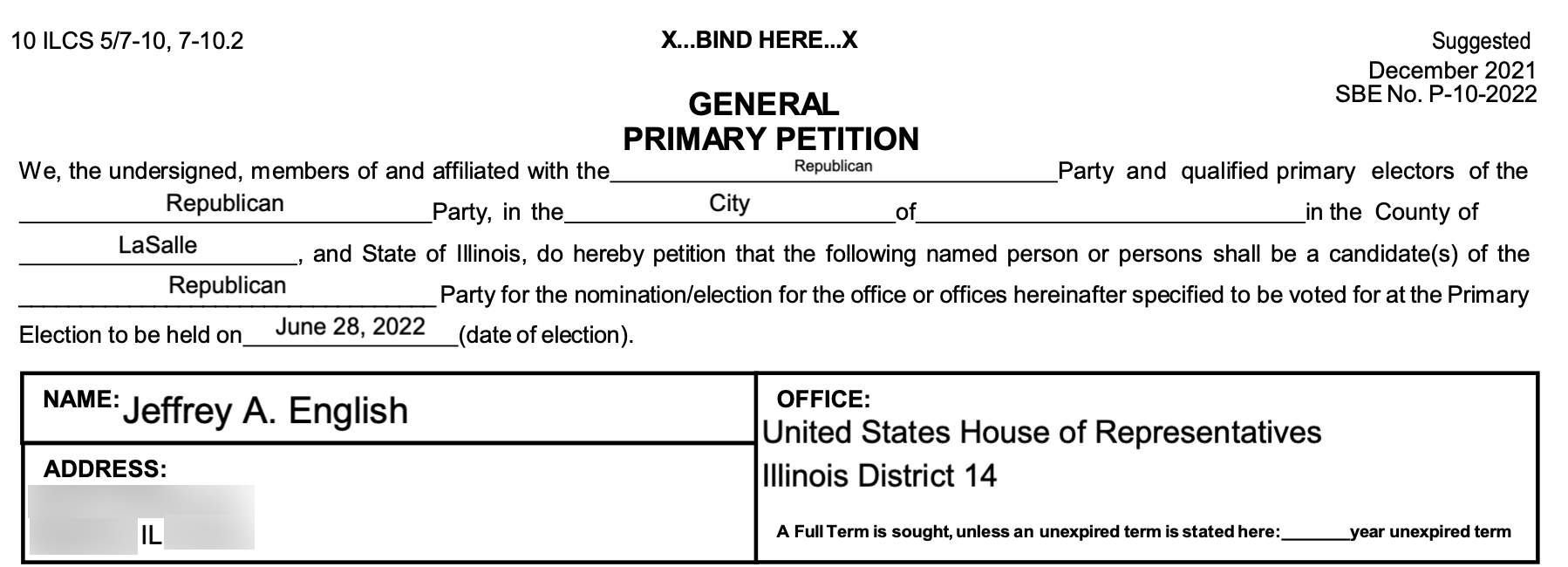 Jeffrey English GOP candidate petition