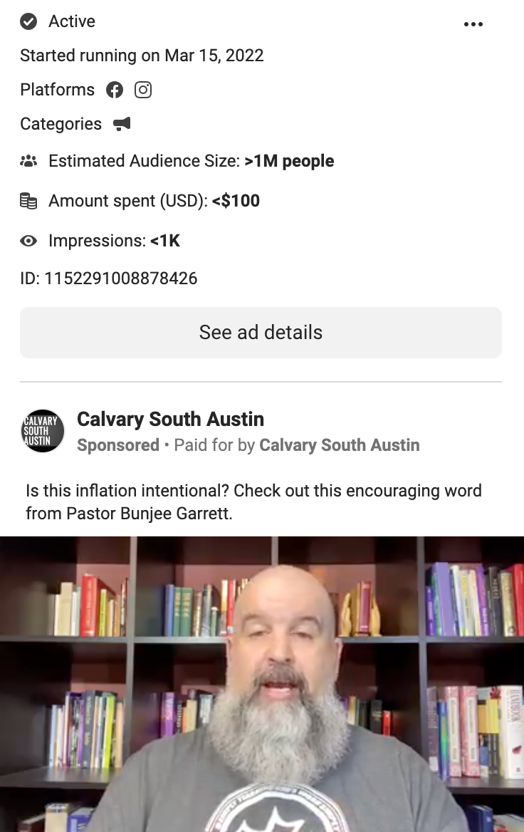 Facebook ad Calvary South Austin2