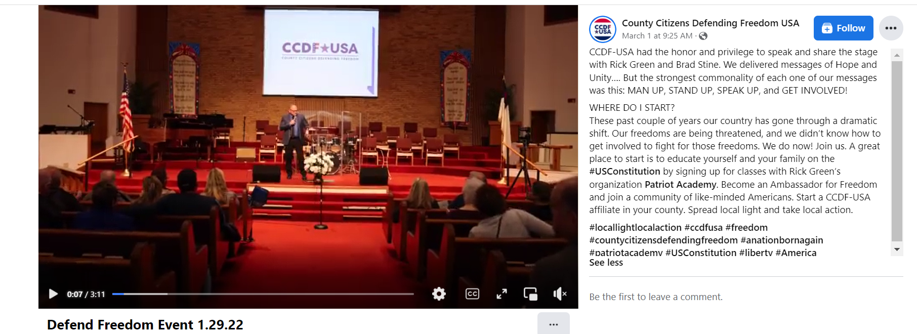 CCDF-USA On Stage with Rick Green