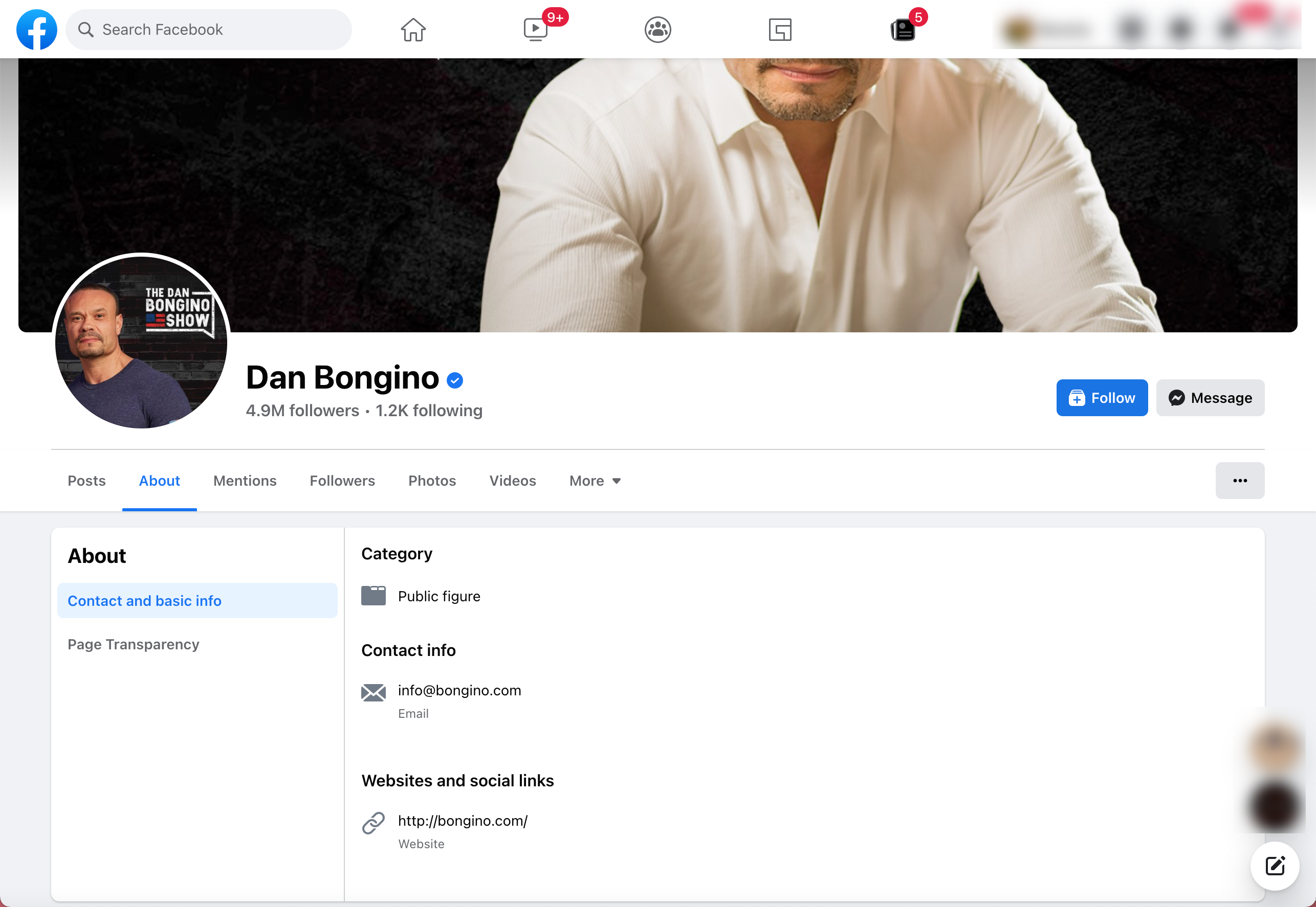image of facebook page