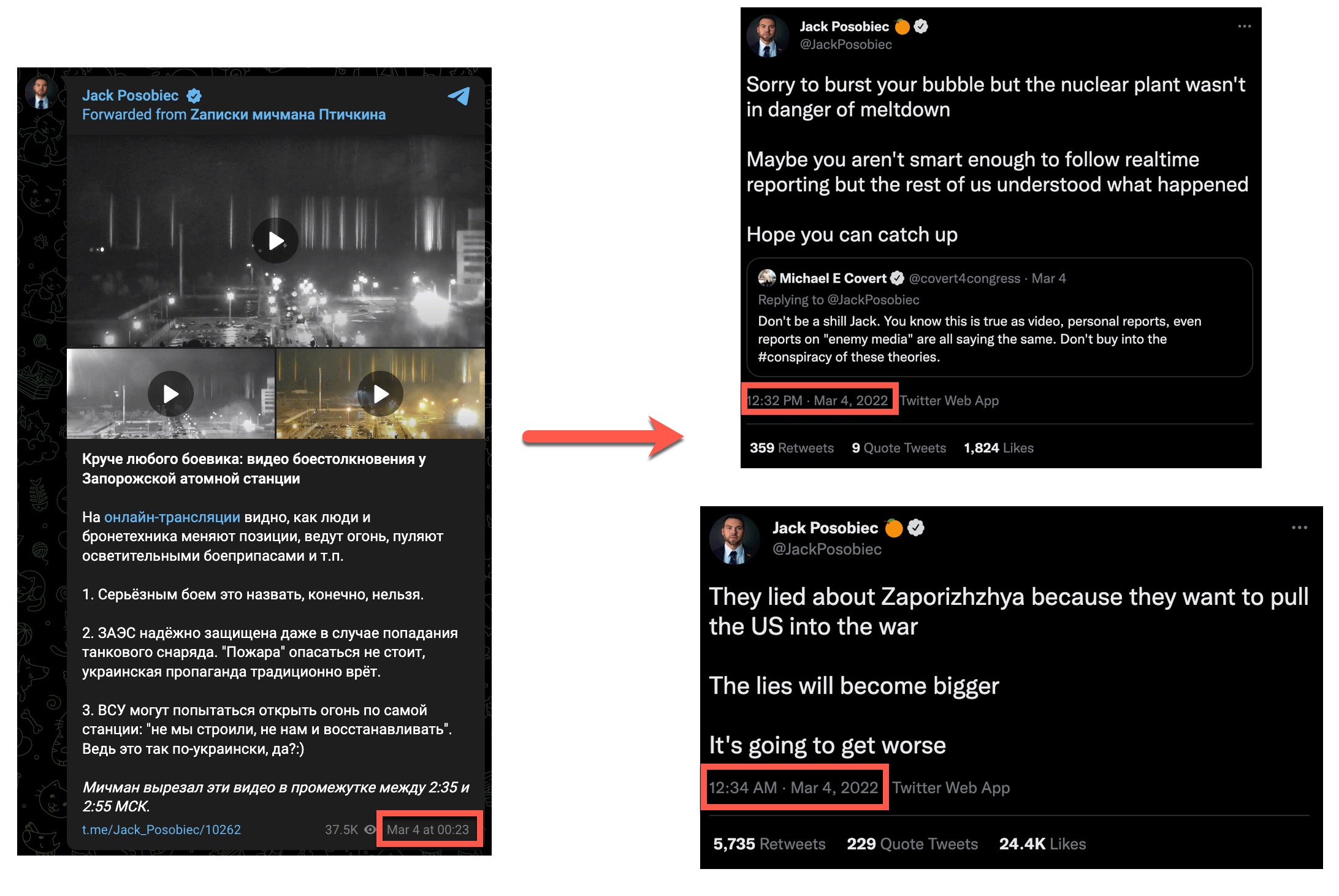 Posobiec Telegram to Twitter March 4 post