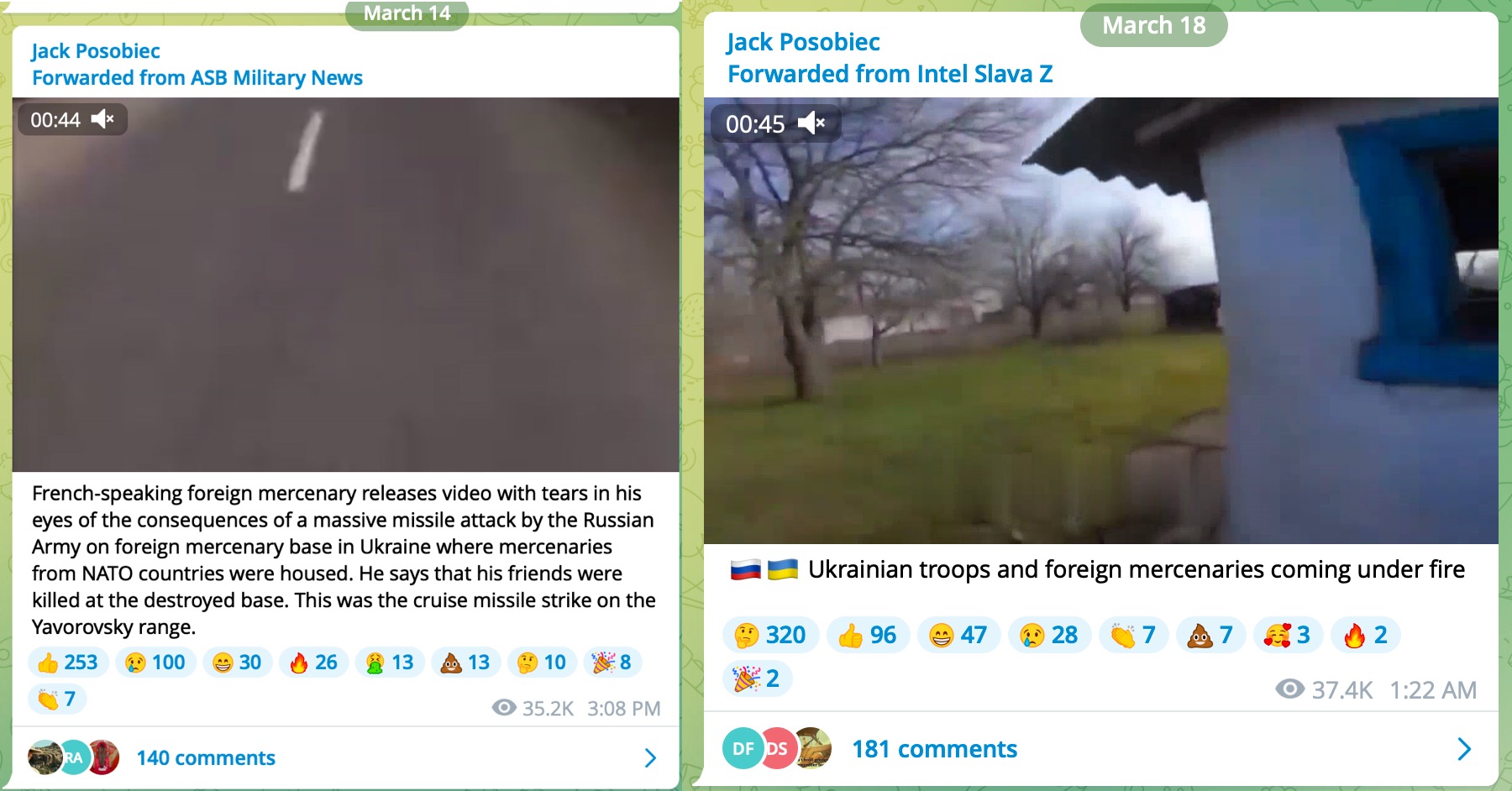 foreign mercenaries Telegram posts