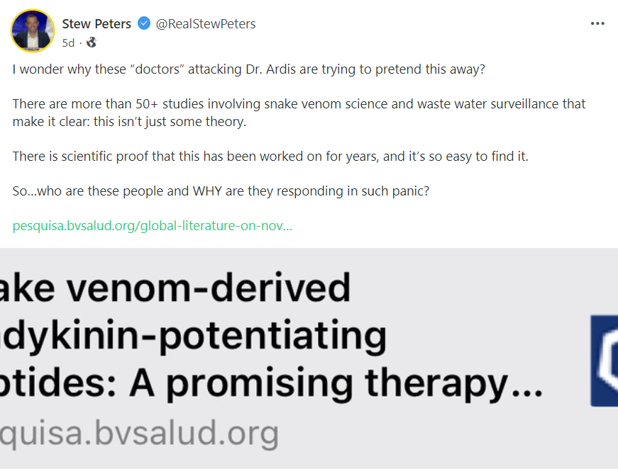 Stew Peters snake venom