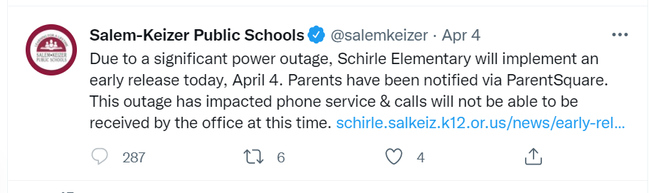 salem keizer tweet with 287 replies 