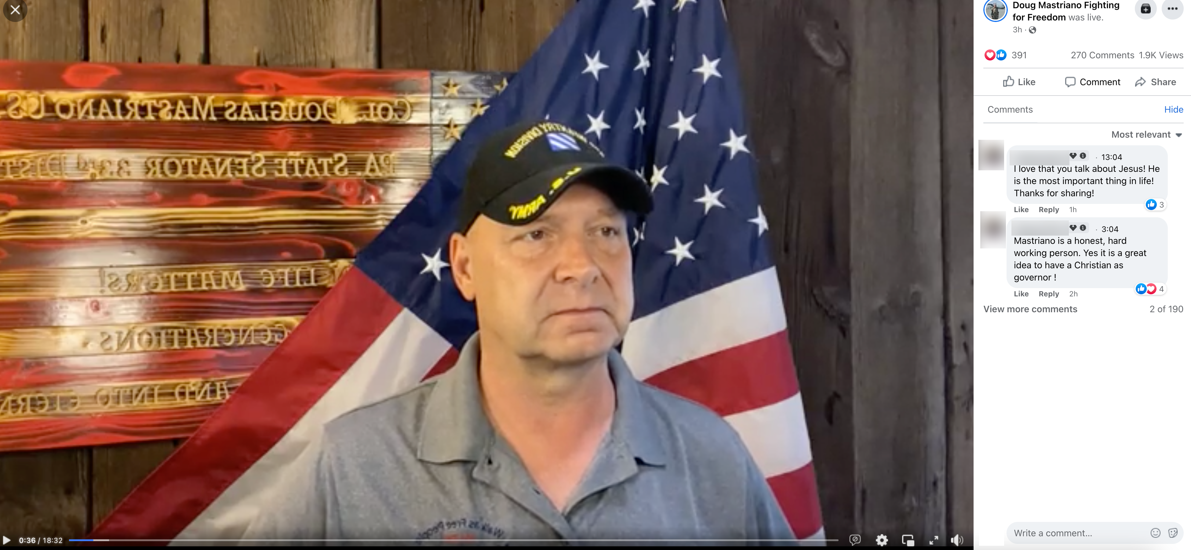 Torba Mastriano interview Facebook