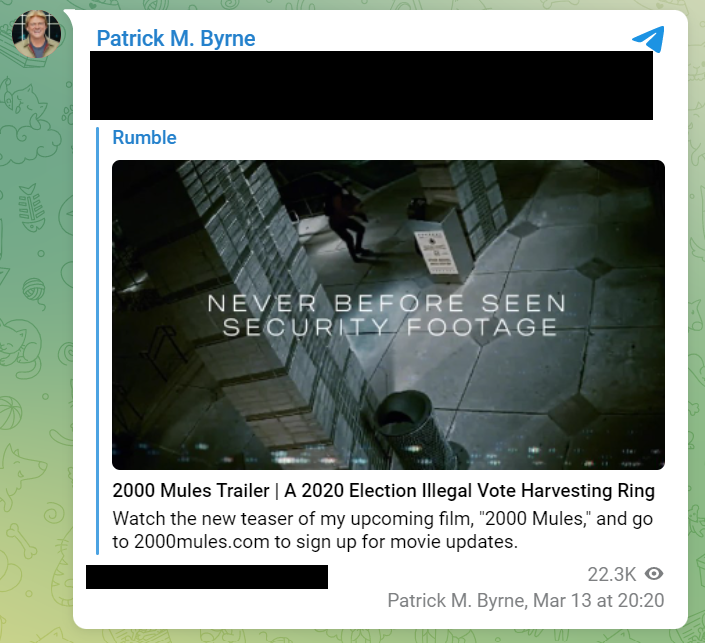 Byrne Telegram 2,000 Mules