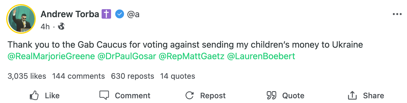 Torba Gab Caucus post