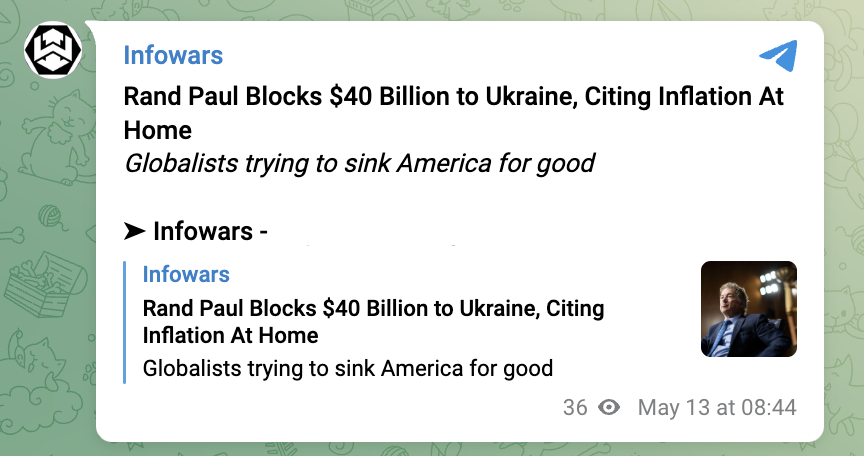  Infowars on Ukraine aid