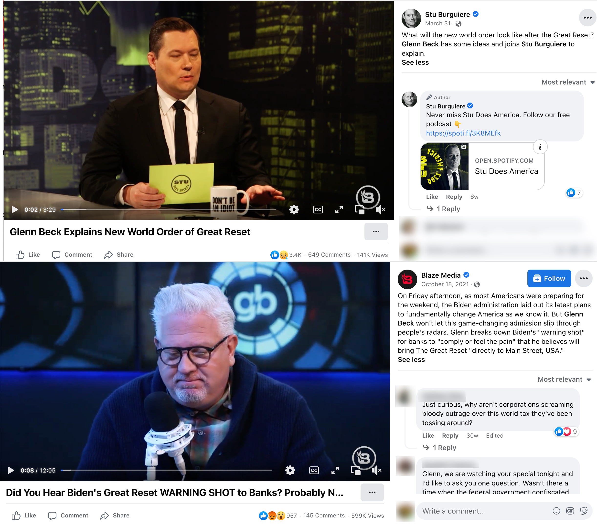 image of facebook posts