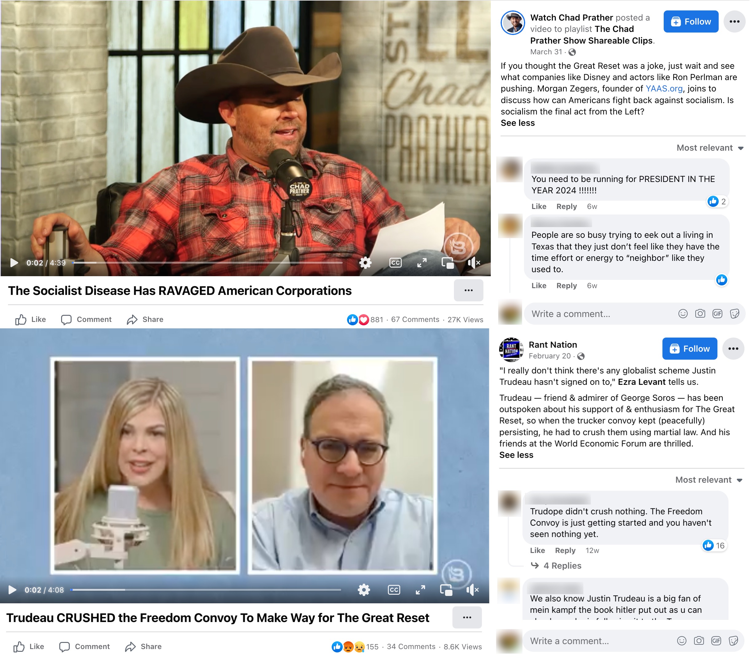 image of facebook posts