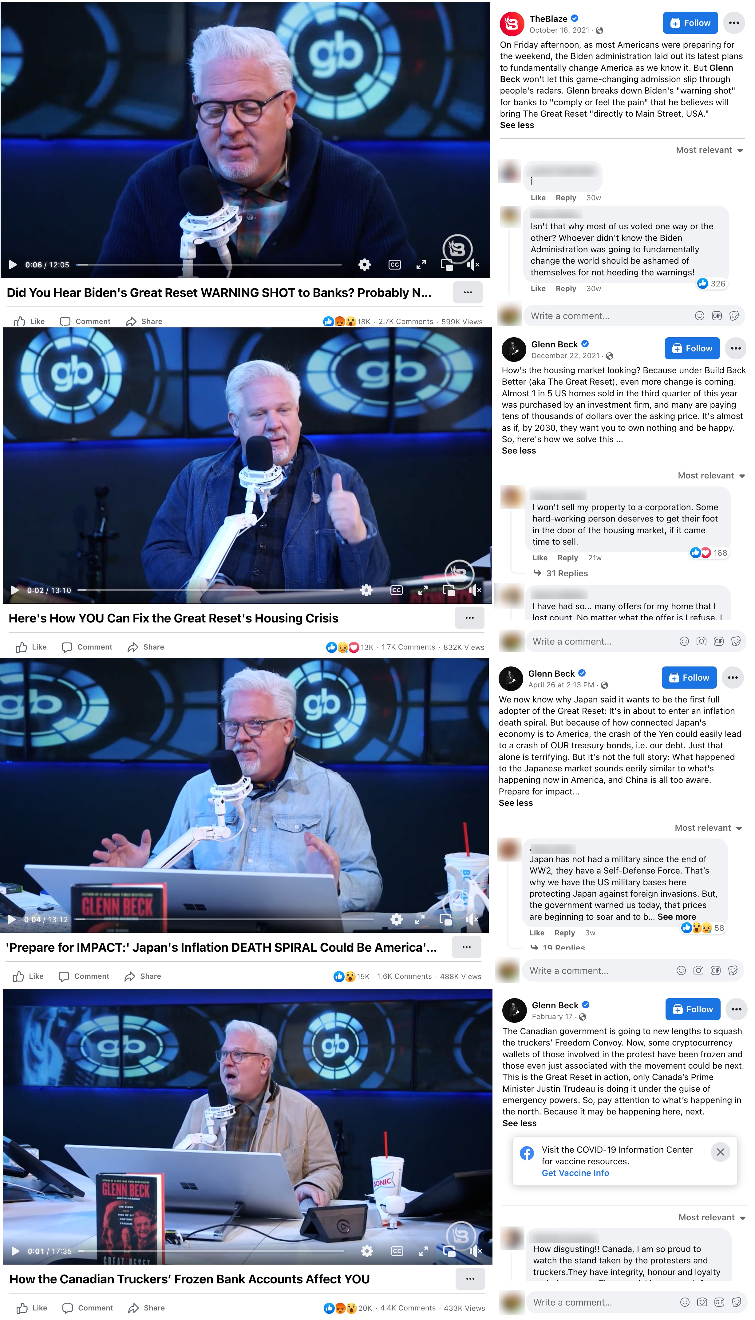 image of facebook posts