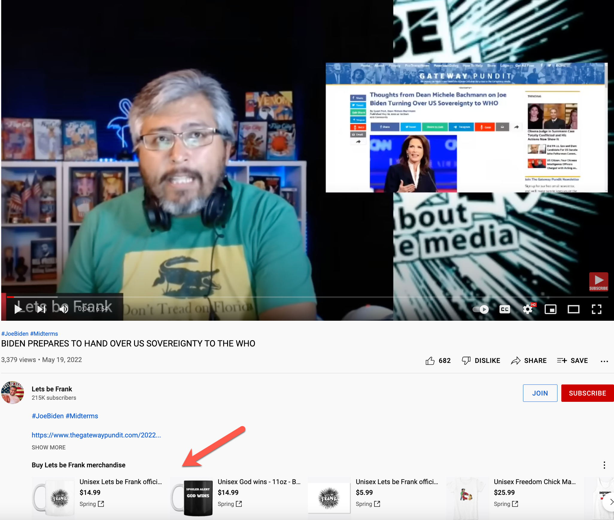 YouTube WHO conspiracy theory video merchandise
