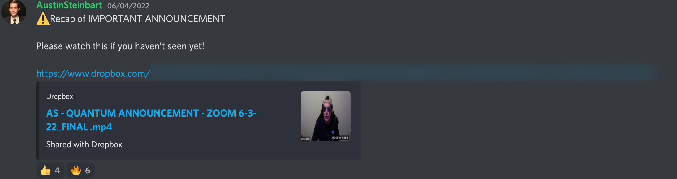 Austin Steinbart Discord video drop