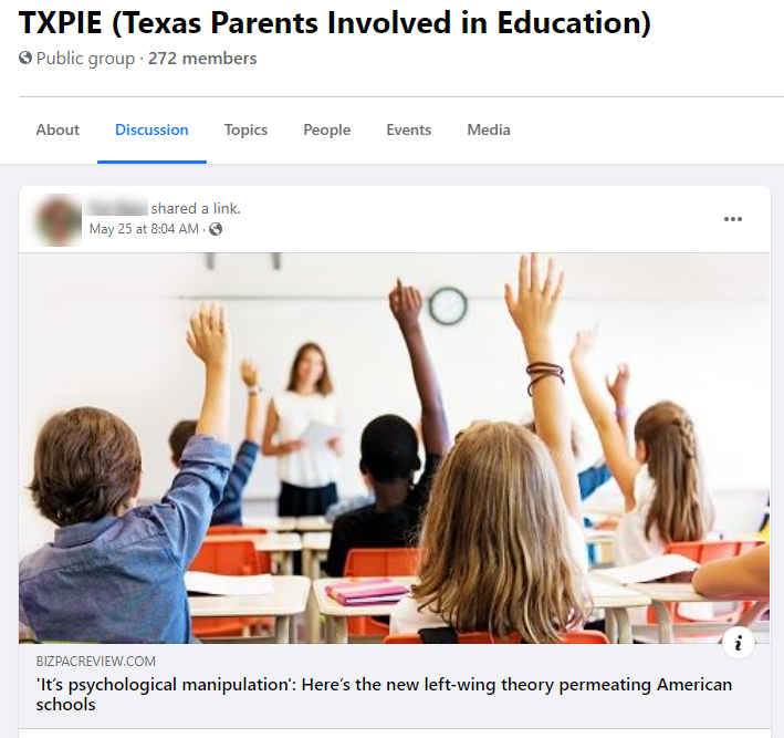 Public Texas parents group anti-SEL post example 3