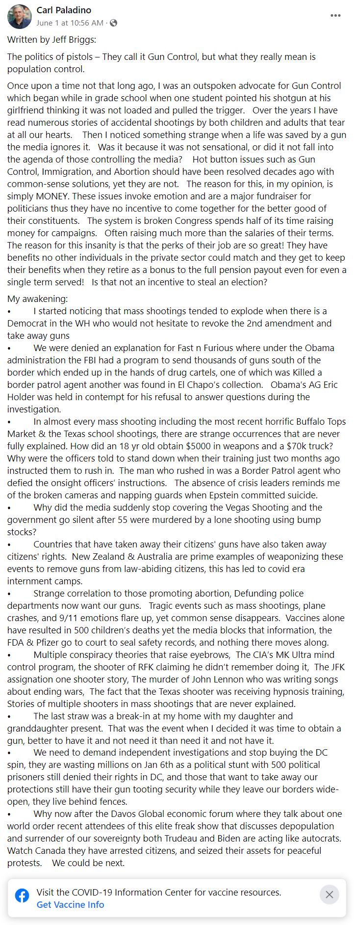 Carl Paladino shares false flag conspiracy theories