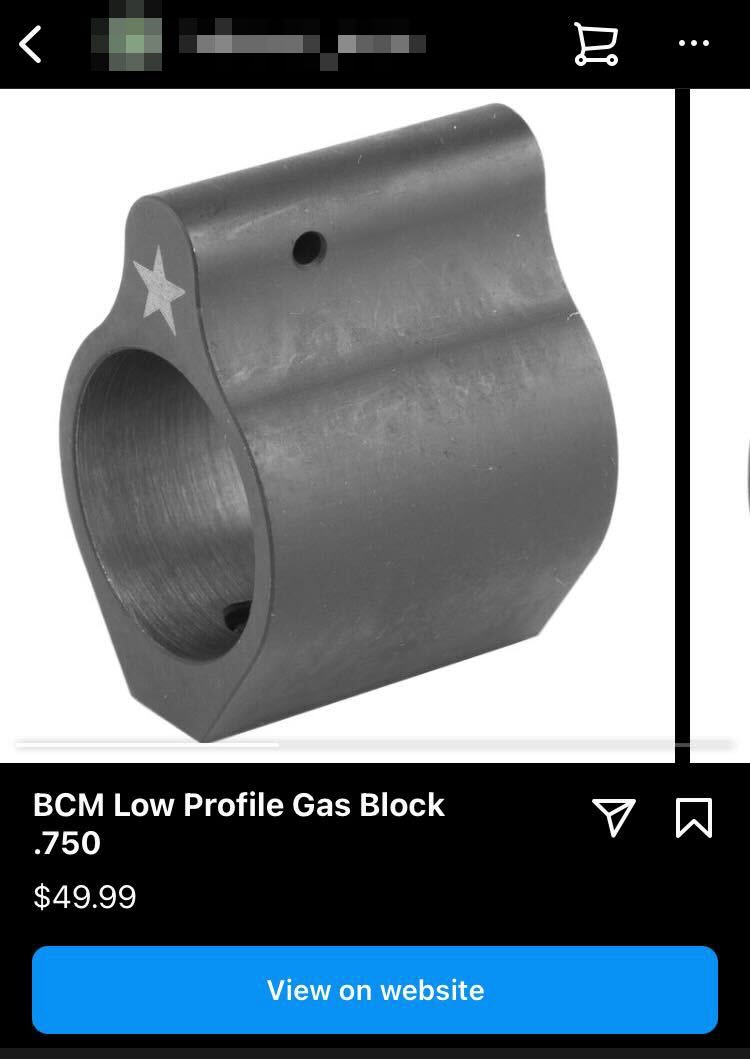 A screenshot of an AR-15 gas block for sale on Instagram 