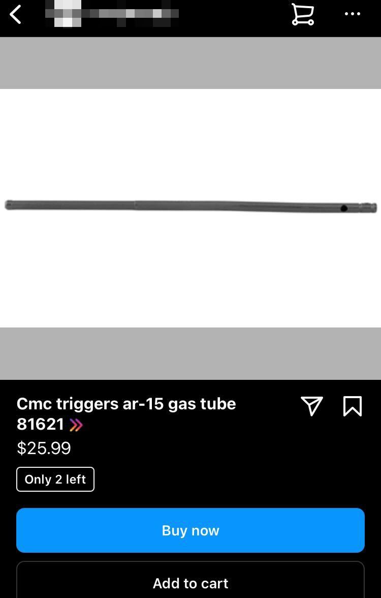 A screenshot of an AR-15 gas tube for sale on Instagram 