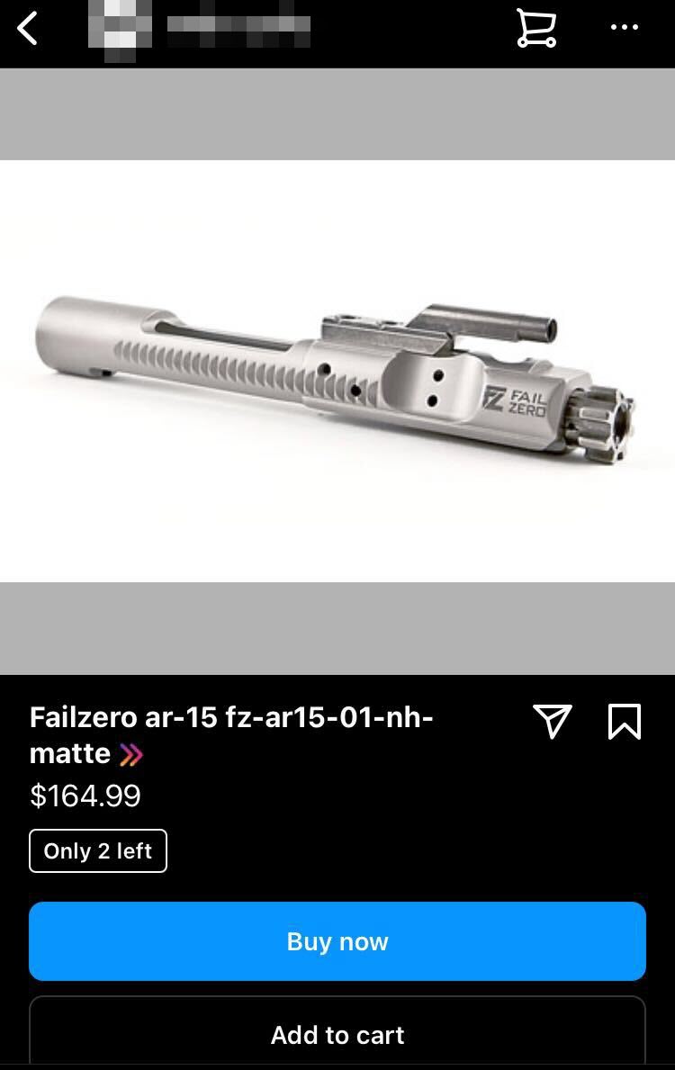 A screenshot of a AR-15 Bolt Carrier Group for sale through Instagram 