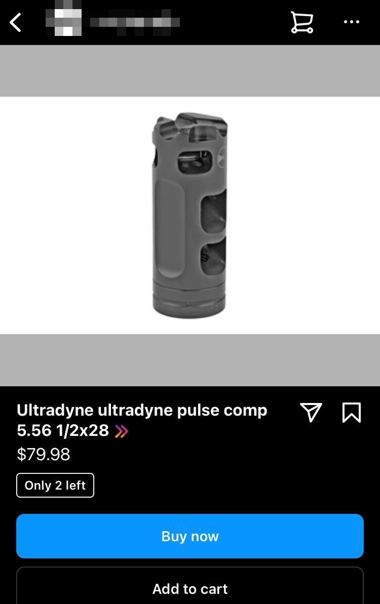 A screenshot of a AR-15 Muzzle Brake for sale through Instagram 