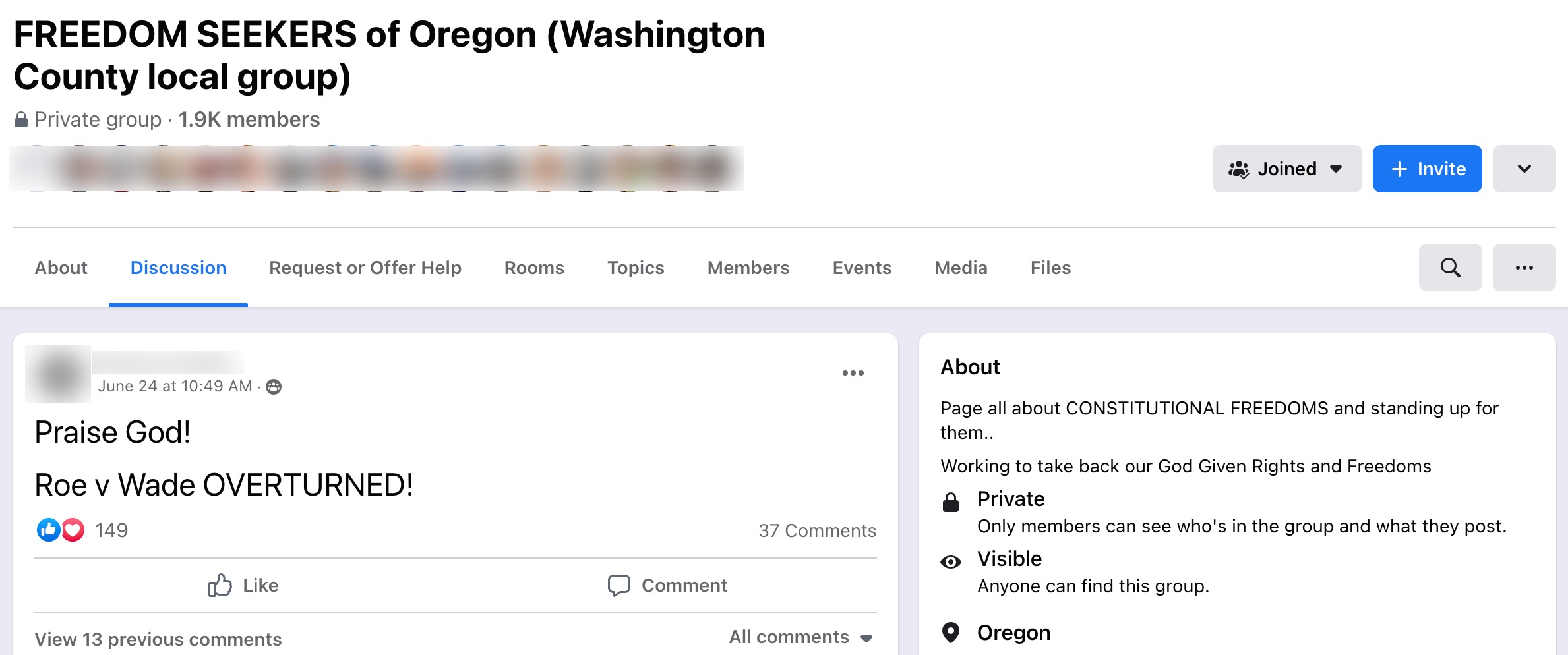 image of facebook post