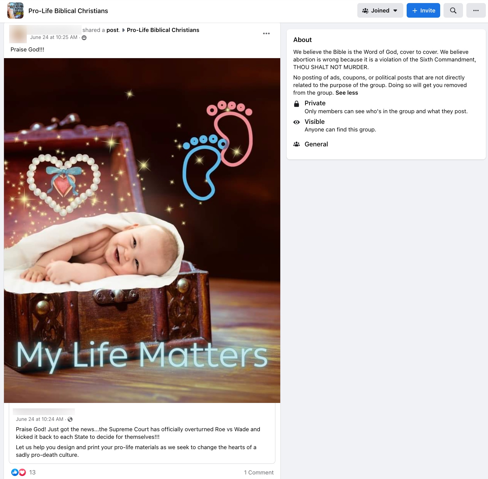image of facebook post