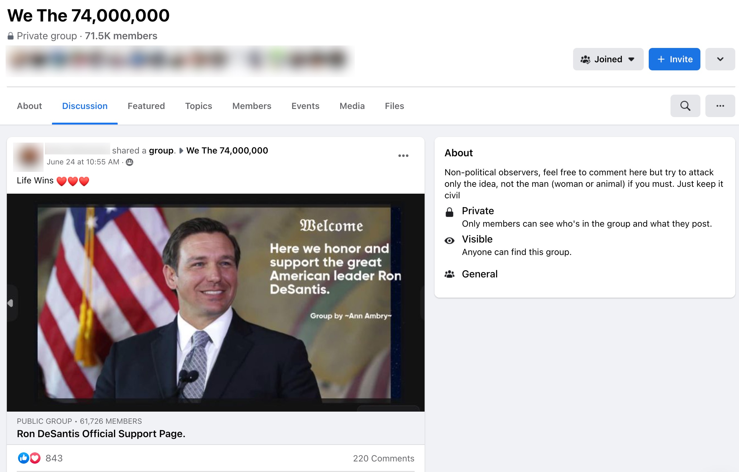 image of facebook post