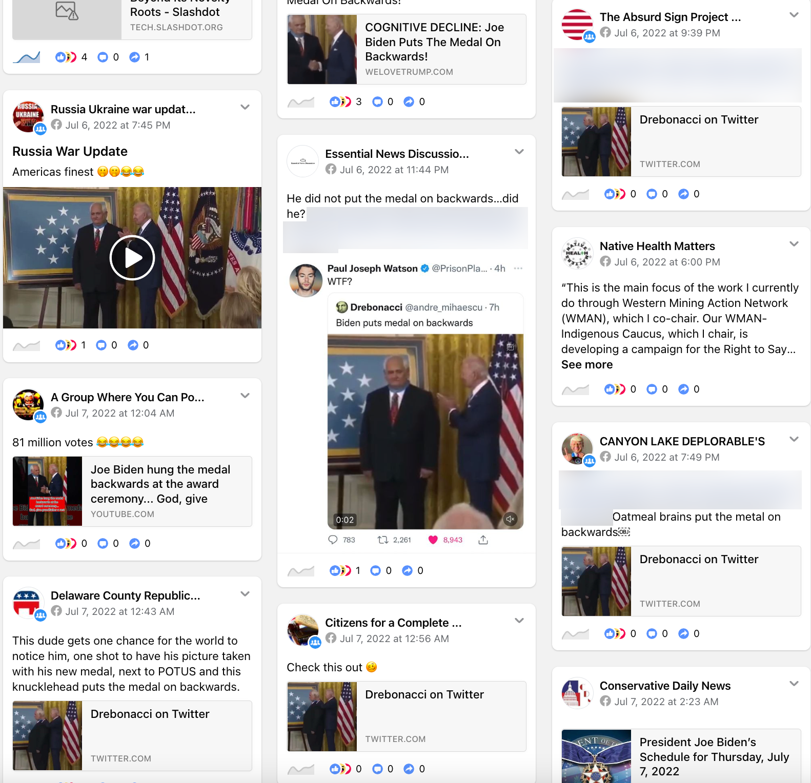Facebook Biden medal video