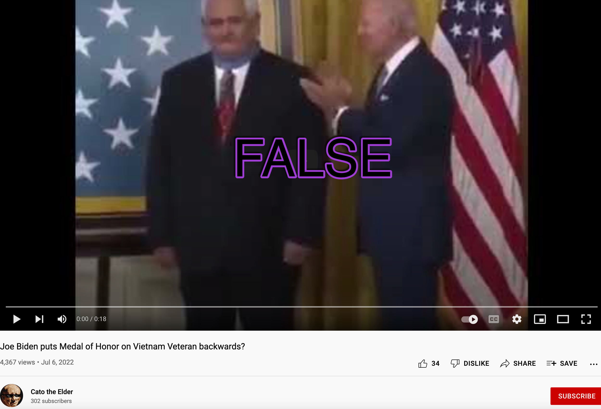 YouTube Biden medal video2