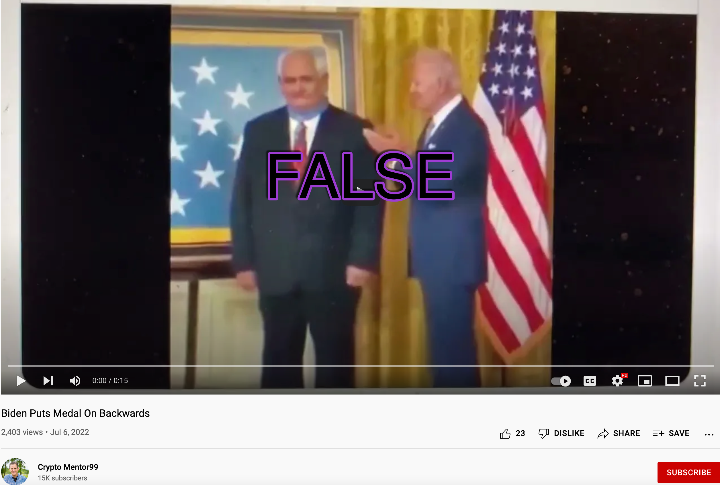 YouTube Biden medal video3