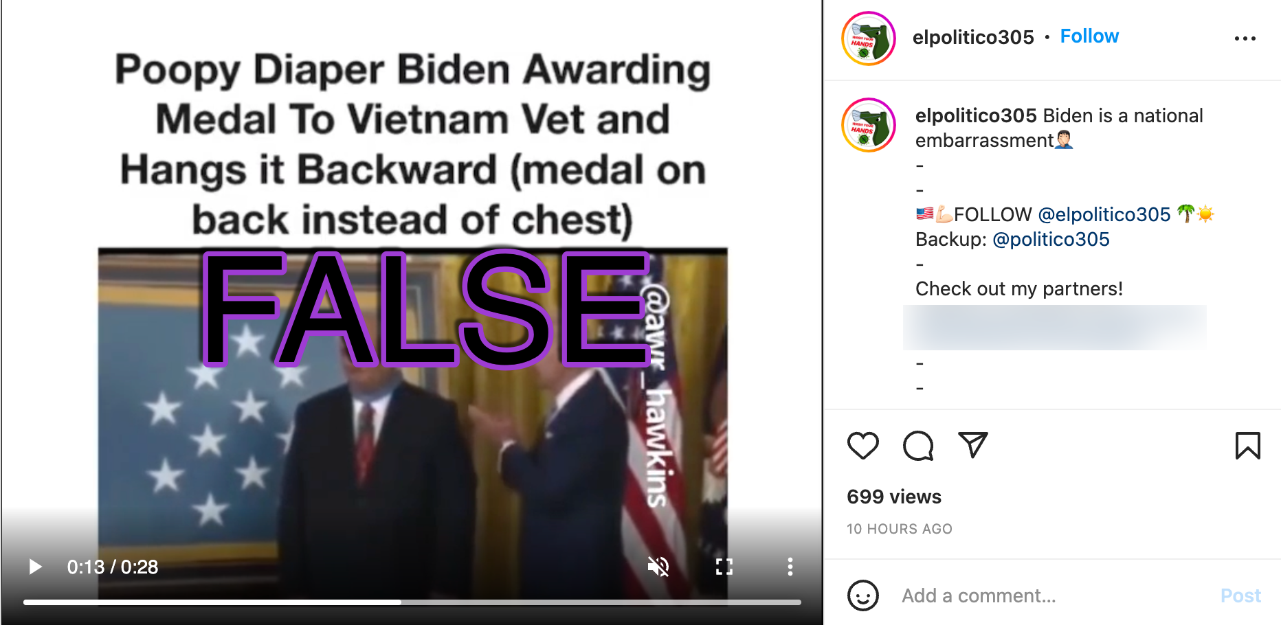 Instagram Biden medal video2