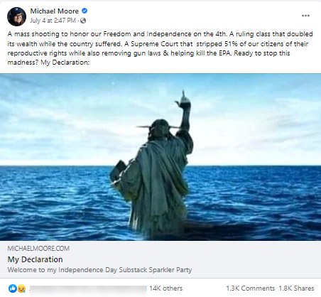 Michael Moore's Facebook post entitled my declaration 
