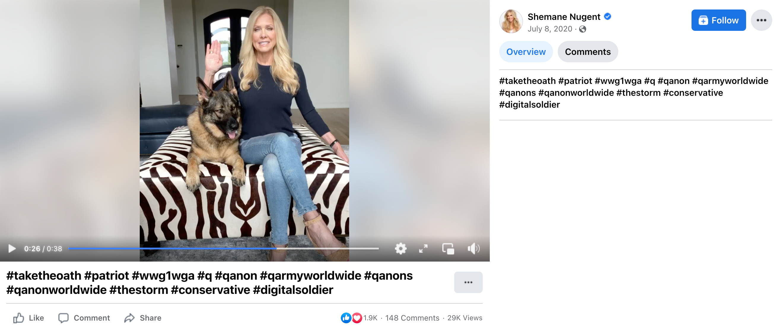 Shemane Nugent QAnon Facebook