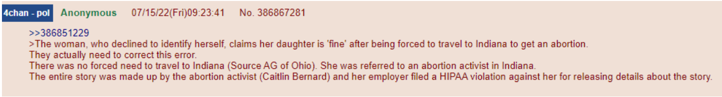 image of 4chan text post