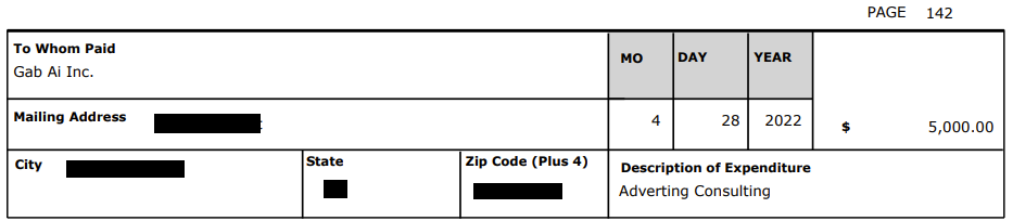 Doug Mastriano Gab payment update