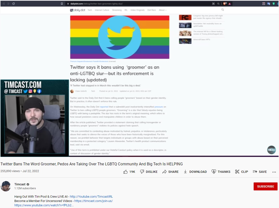 screenshot of Tim Pool video on YouTube