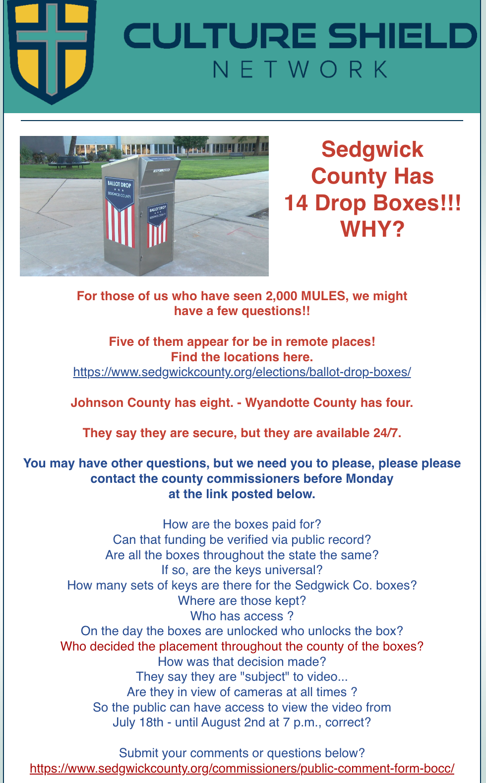 Screenshot of a newsletter from the Christian Shield Network