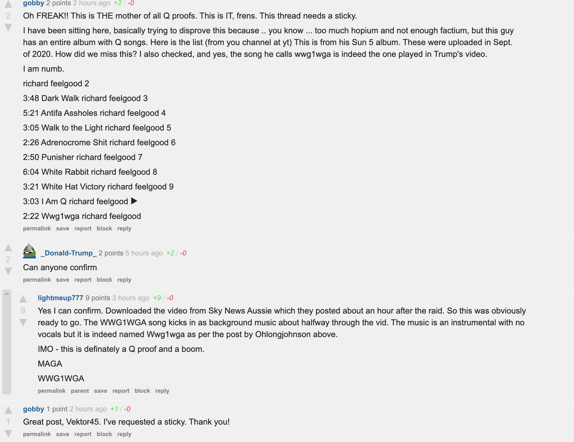 Trump QAnon song reaction3