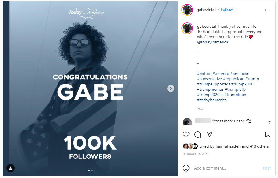 Gabe Victal in a post with TIA branding