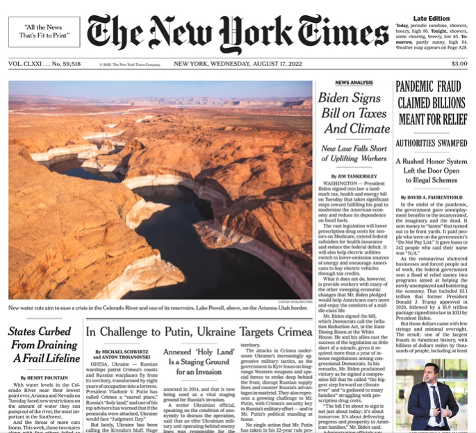 NYT 8.17.22 -- Front Page