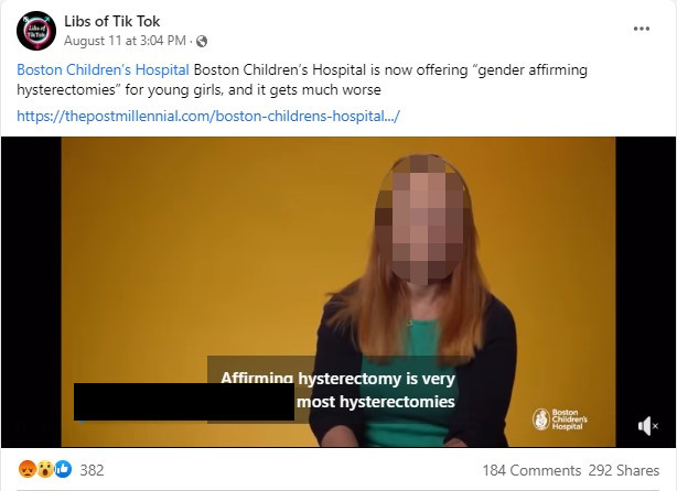 screenshot of Facebook post