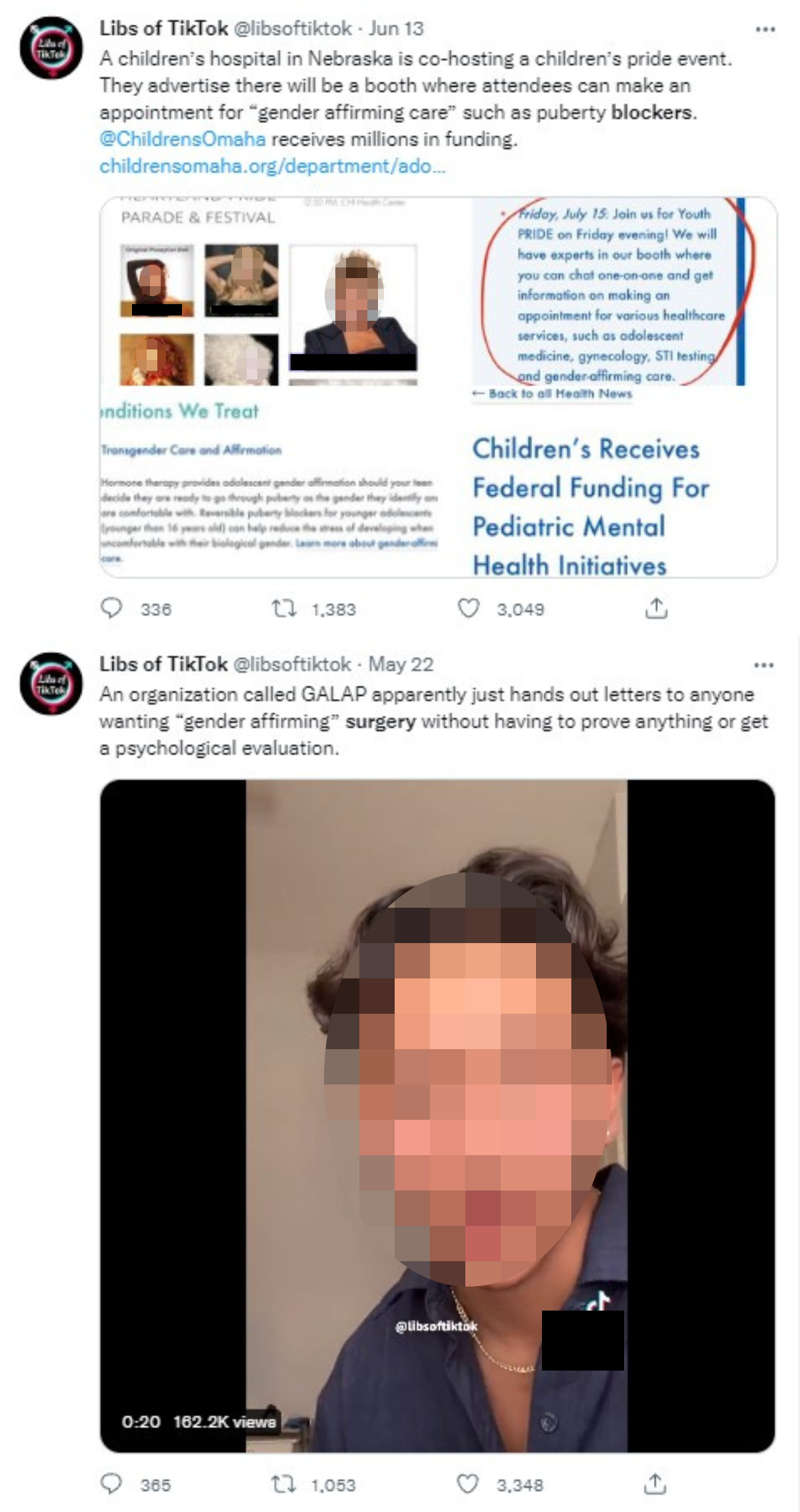 screenshot of tweets