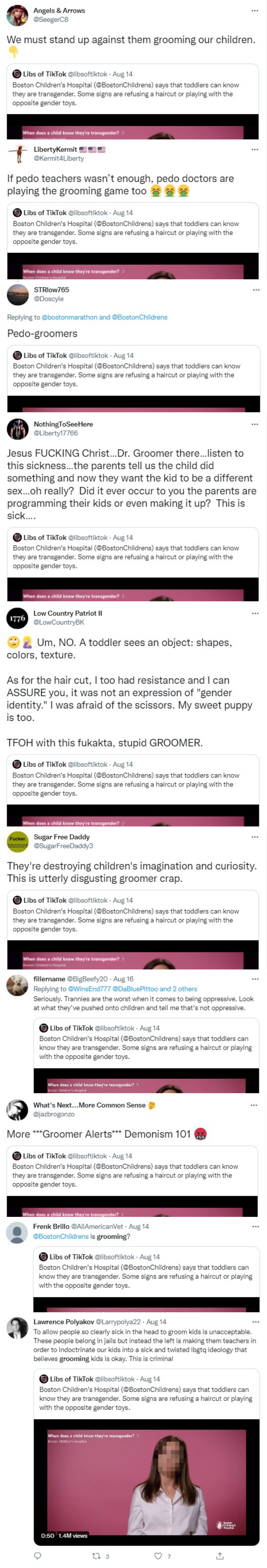 screenshot of tweet responses