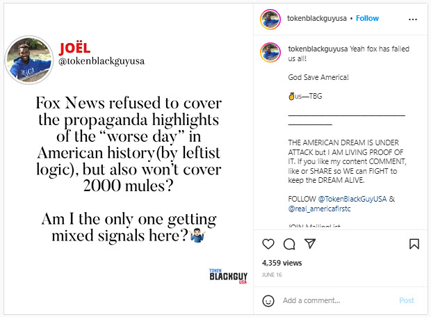 A screenshot of a post promoting 2000 Mules 