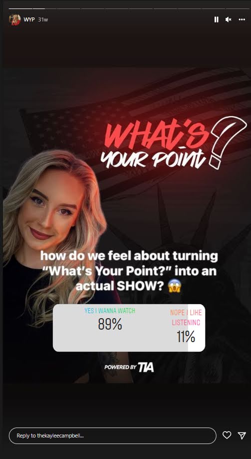 A screenshot showing that What's Your Point? is powered by TIA