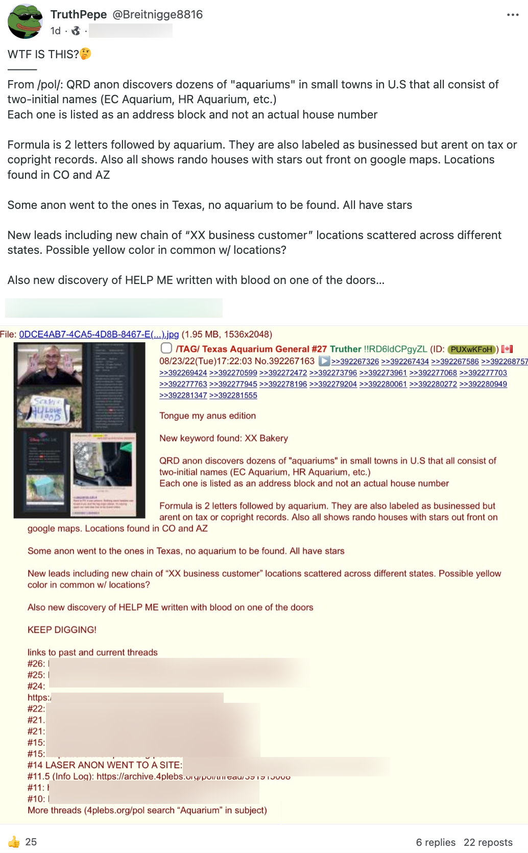 Gab 4chan Google Maps conspiracy theory post