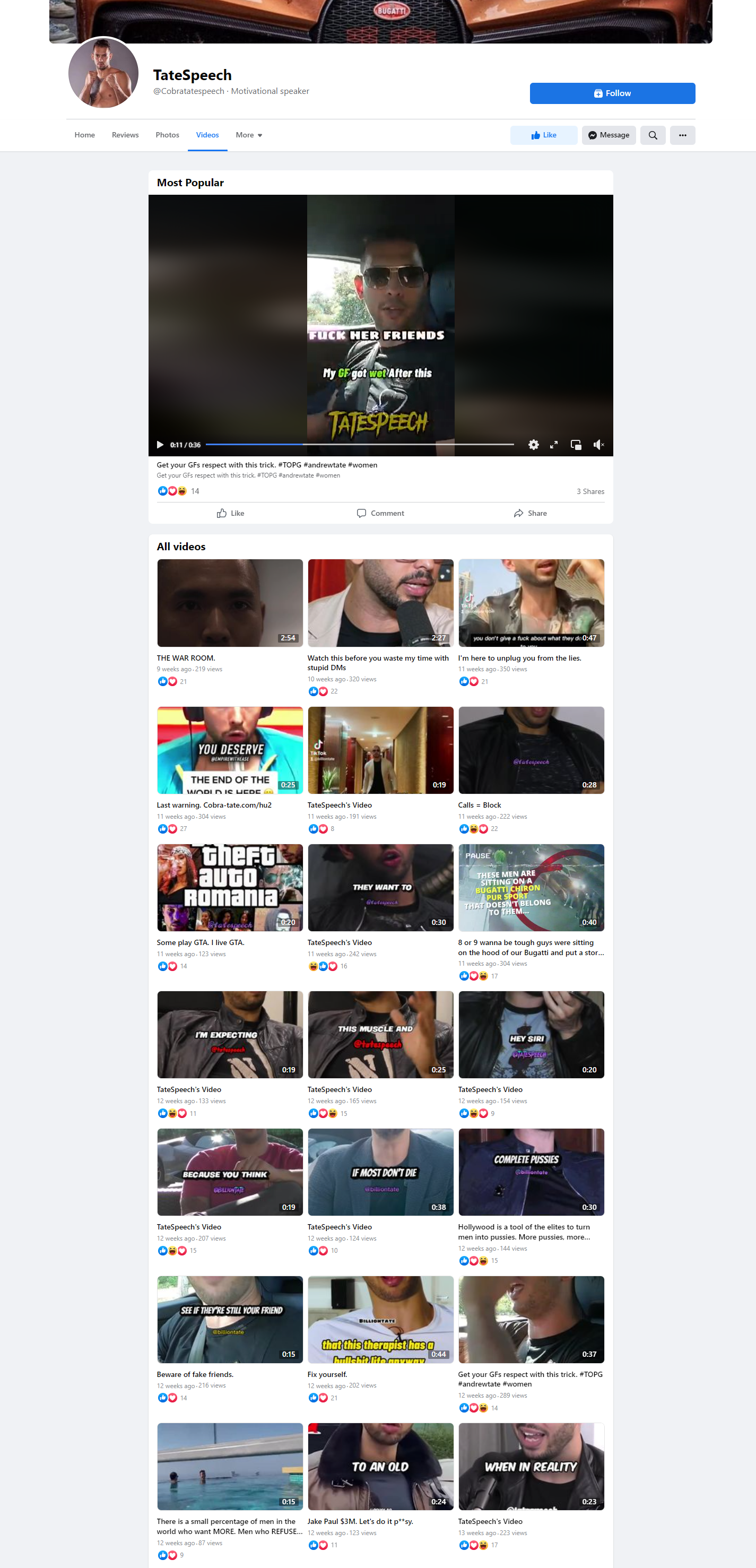 Tate videos on Facebook