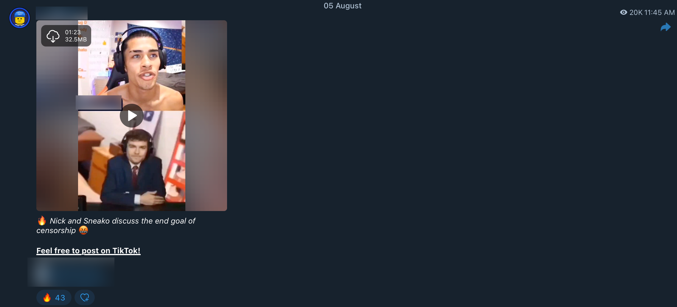 Telegram Fuentes content TikTok post1