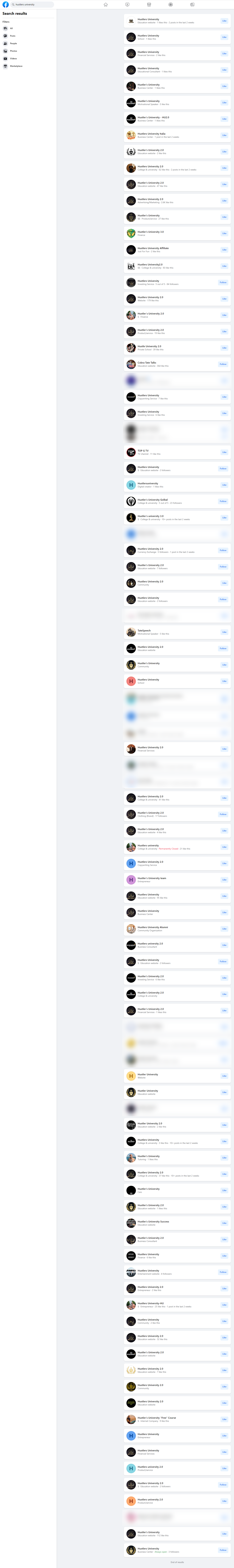 HU pages on Facebook