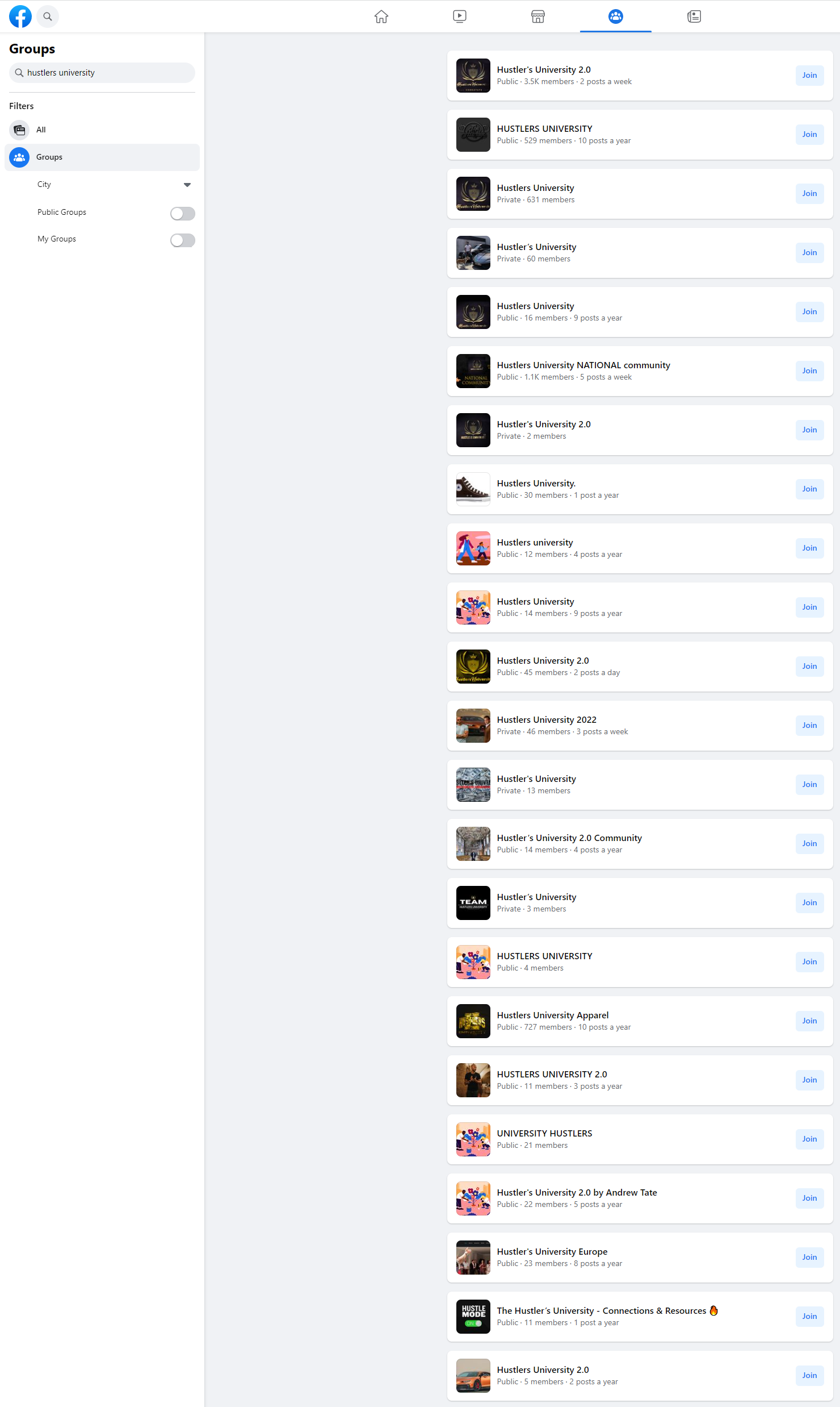 HU Groups on Facebook